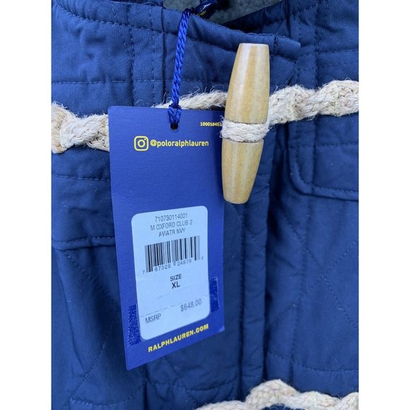 Polo Ralph Lauren Quilted Toggle Faux Shearling Linen Hooded Parka XL $648 (F3) - Picture 4 of 9